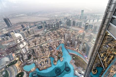 Dubai Uae December 4 2016 Night Aerial View Of Downtown Buildings
