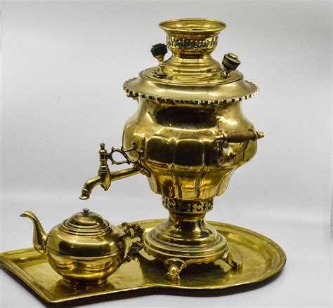 Vintage Brass Turkish Samovar With Small Teapot And Russian Etsy
