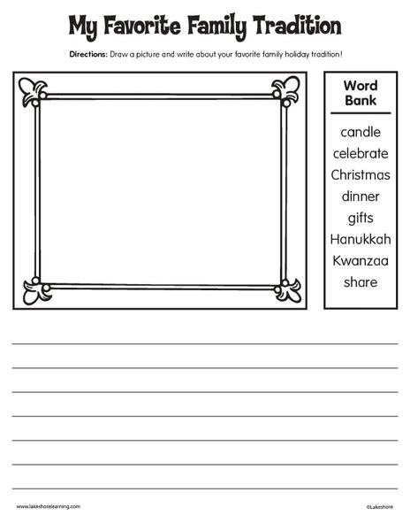 My Favorite Holiday Tradition Worksheet For 2nd 3rd Grade Lesson Planet