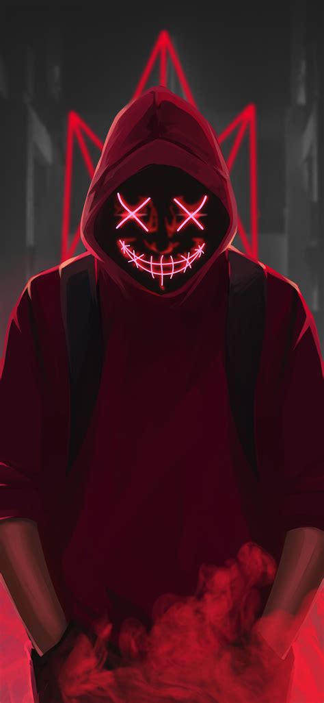 1125x2436 Red Mask Neon Eyes 4k Iphone Xsiphone 10iphone