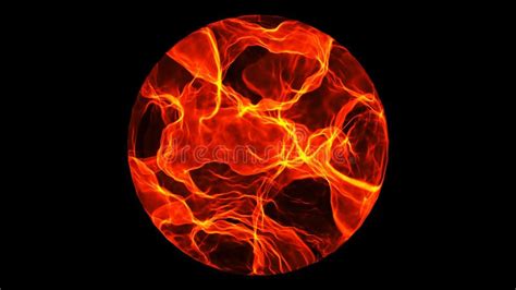 Flames Sphere Isolated On Black Fire Flames Texture Background Stock