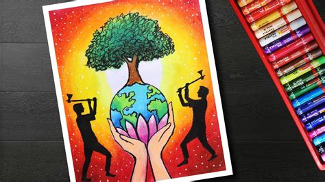 How To Draw Save Trees Save Earth Save Earth Drawing Step By Step