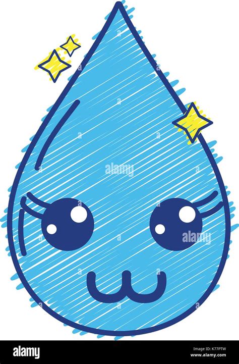 Kawaii Cute Feliz Gota De Agua Imagen Vector De Stock Alamy