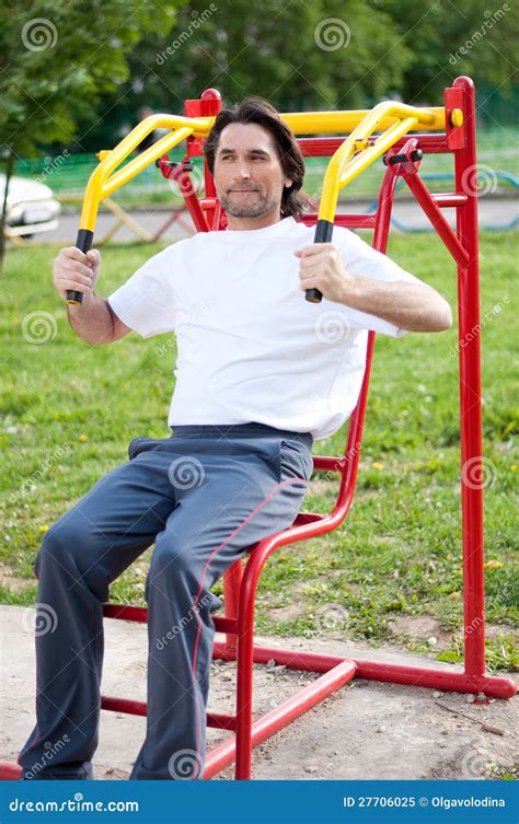 Man In The Gym Outdoors Stock Image Image Of Shirt Healthy 27706025