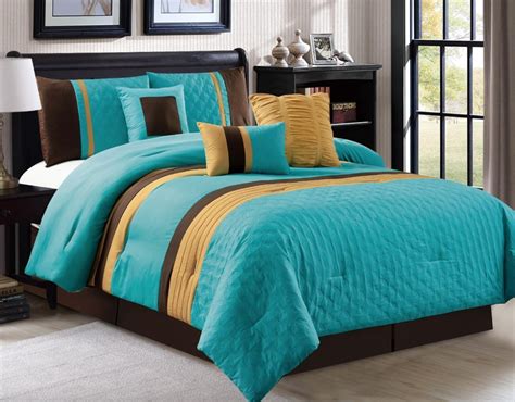 Empire Home 7 Piece Soft Embossed Comforter Set Brown And Blue Teal
