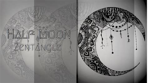 Moon Zentangle Speed Drawing Easy Art Step By Step Beginner Youtube