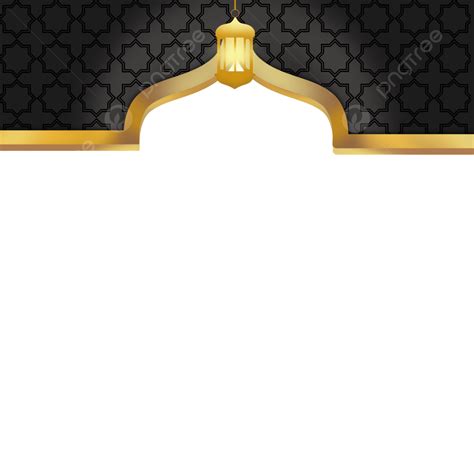 Bingkai Islami Emas Elegan Dengan Lanterne Png Bingkai Emas Bingkai