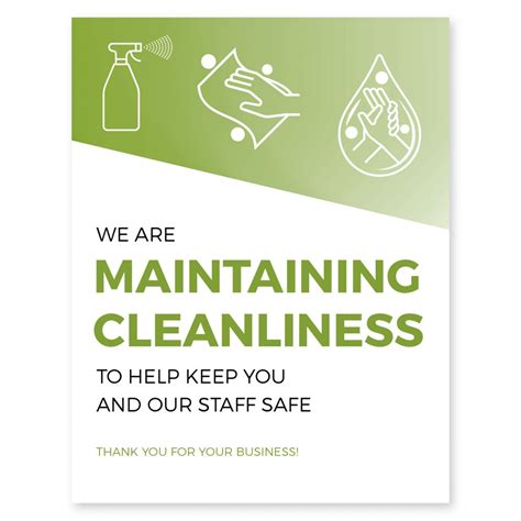 Maintaining Cleanliness Poster 18 X 24 Green Pack Of 6