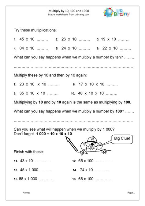 Multiply By 10 100 And 1000 Multiplication By