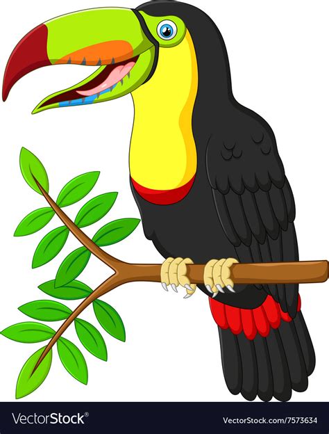 Toucan Cartoon Sitting On The Branch Royalty Free Vector