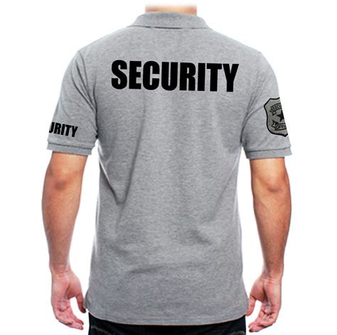 men s printed security embroidery badge police staff uniform collar polo t shirt ebay