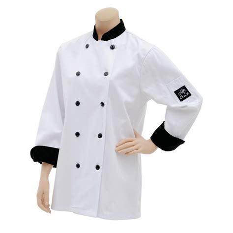 Premium Uniforms White Poly Cotton Chef Coat With Black Trim 2xl