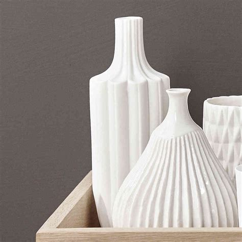 White Fluted Vase Hubsch White Ceramic Vase Fluted Vase Vase