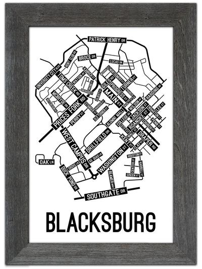 Blacksburg Virginia Street Map Print School Street Posters