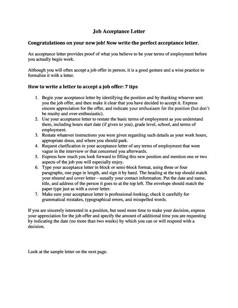 40 Professional Job Offer Acceptance Letter And Email Templates Templatelab