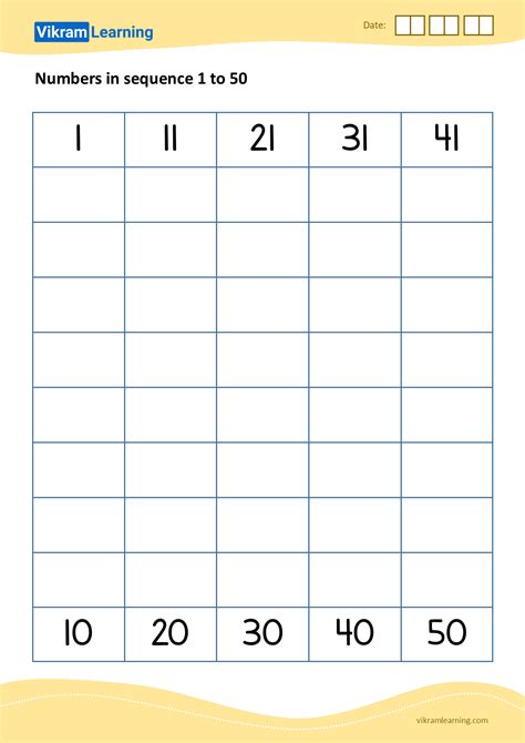Download 07 Numbers In Sequence 1 To 50 Worksheets