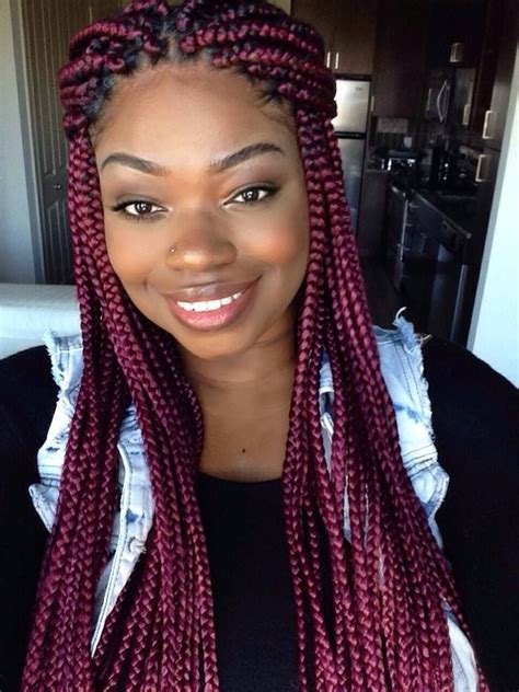 This is based on its beauty and protective properties. Red box braids on a gorgeous beauty. #boxbraids # ...