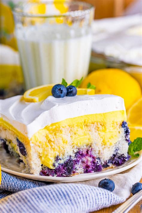 Easy Blueberry Lemon Poke Cake With Lemon Pudding