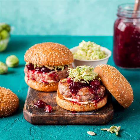 Turkey Burger With Cranberry Sauce Stock Image Image Of Grilled