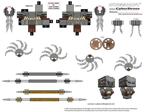 Predator Accessories Weapons Paper Toy Free Printable Papercraft