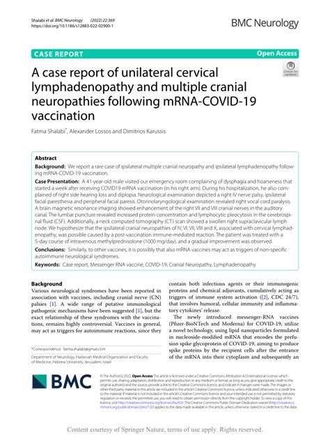 Pdf A Case Report Of Unilateral Cervical Lymphadenopathy And Multiple