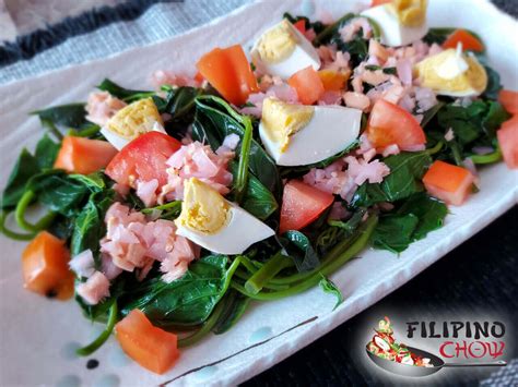 Picture Of Kangkong Salad With Salted Egg Filipino Chows Philippine