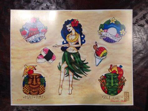 Items Similar To Hawaiian Hula Dancer Tattoo Flash Print On Etsy