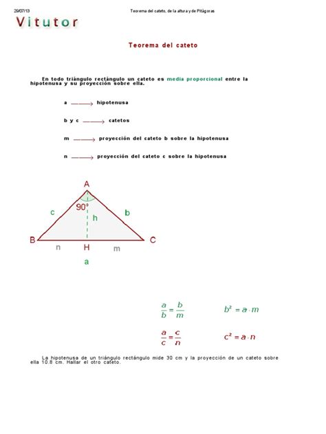 Teorema Del Cateto De La Altura Y De Pitágoras Enseñanza De