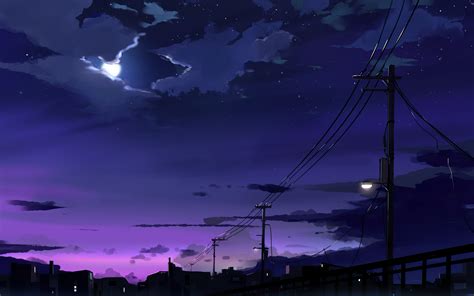 2560x1600 Power Lines Moon Anime Quite Night 4k Wallpaper2560x1600
