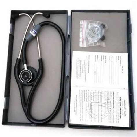 Single Sided Life Line Gold Acoustic Stethoscope Black Stainless