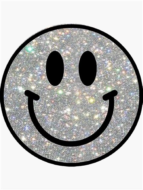 Glitter Smiley Face Sticker For Sale By Leahfshop Redbubble
