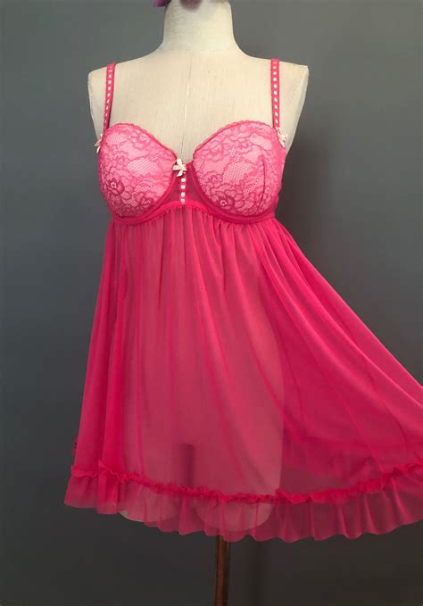 Sheer Pink Babydoll Vintage Babydoll Dress Boudoir Etsy