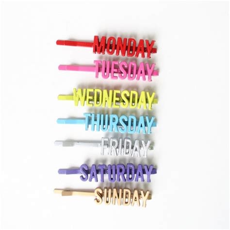Days Of The Week Bobby Pins Rainbow Friday Saturday By Pepperette