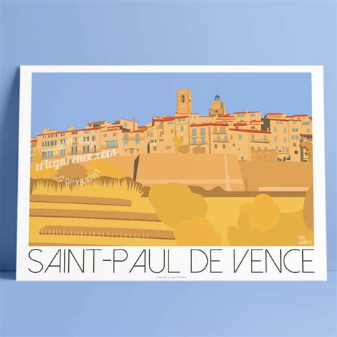 Poster 50x70 Eric Garence Saint Paul De Vence Summer French Riviera