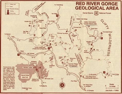 Red River Gorge Geological Area Daniel Boone National Forest Ky Map Red River Gorge