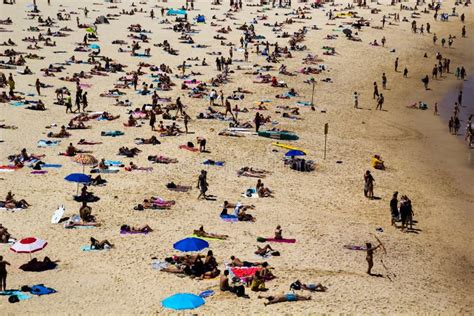 crowded bondi beach editorial stock image image of shade 87622589