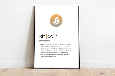 Bitcoin Definition Poster Bitcoin Print Cryptocurrency Etsy
