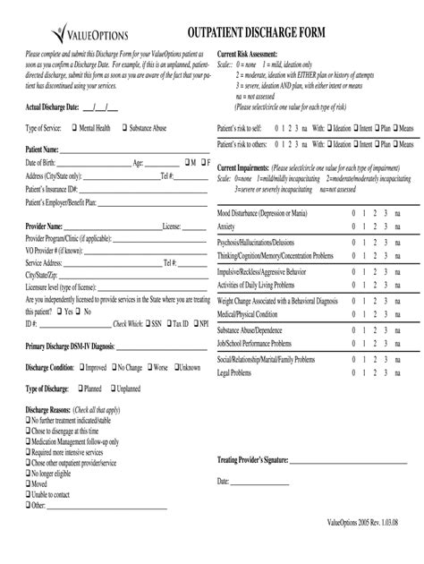 Valueoptions Outpatient Discharge Form 2008 2022 Fill And Sign