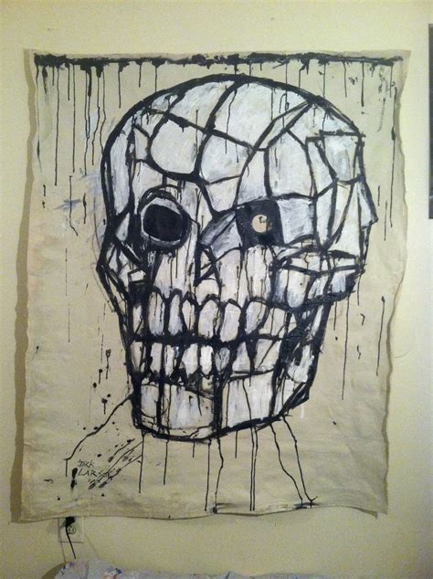 Abstract Skull Painting Acrylic On Canvas Sheet 4x5 Feet Original