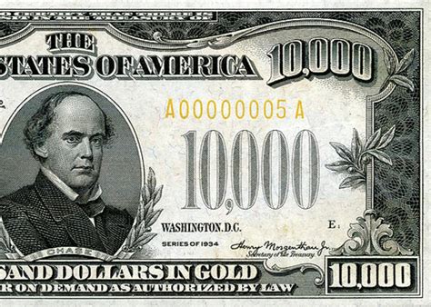 U.S. Ten Thousand Dollar Bill - 1934 $10000 USD Treasury Note Greeting ...