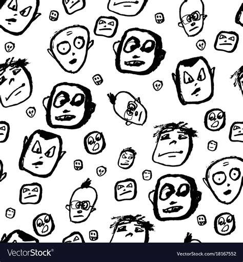 Doodles Faces Pattern Royalty Free Vector Image