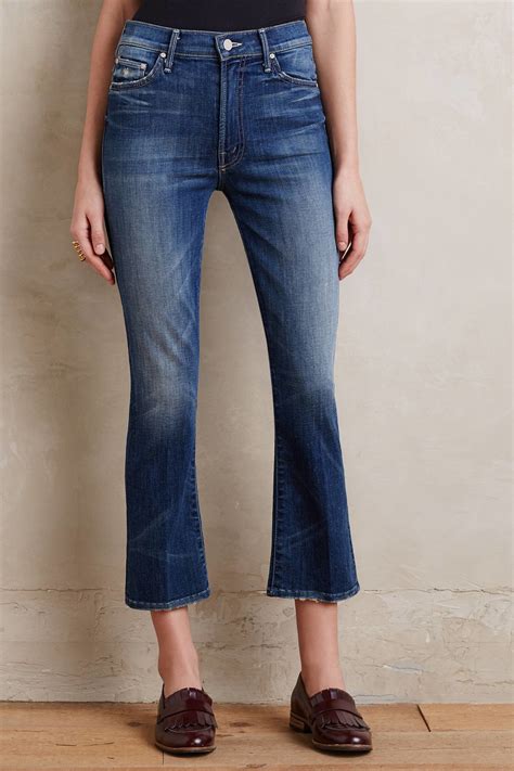 Lyst Mother Insider Cropped Flare Jeans In Blue