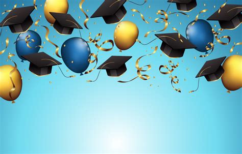 Graduation Hats Background With Balloon And Confetti 2522916 Vector Art