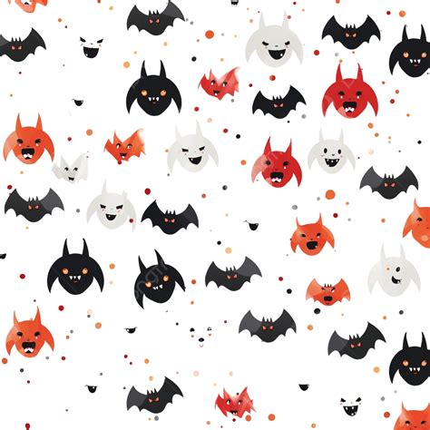 Halloween Seamless Pattern With Red Rainbows And Bats Spooky Digital