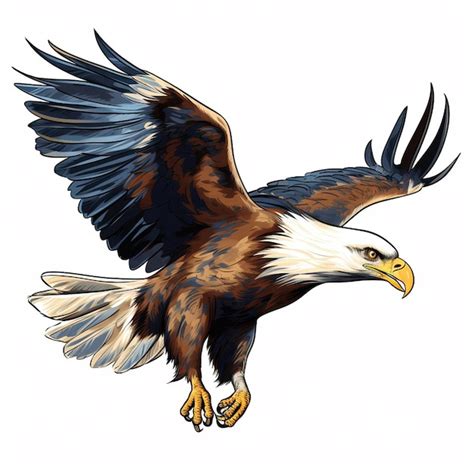 Premium Photo Bald Eagle Swoop Attack Hand Draw And Paint On White