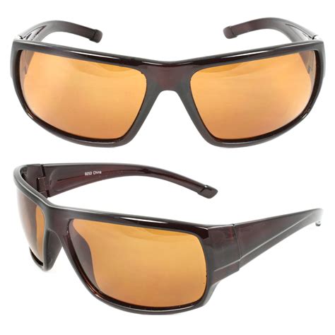Polarized Wrap Around Fashion Sunglasses Brown Frame Brown Lenses For