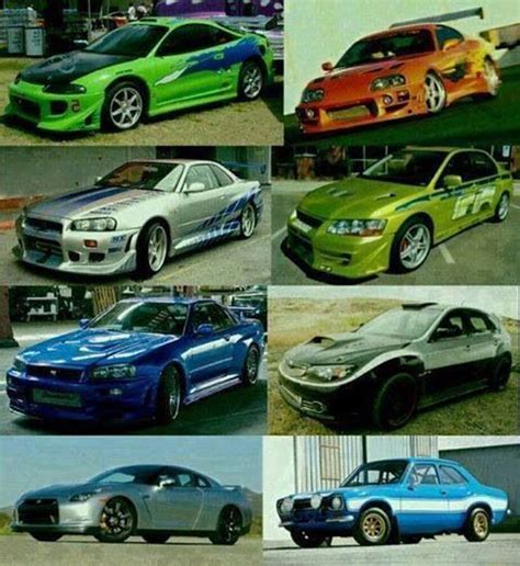 all of paul walkers cars from the fast and the furious saga movies