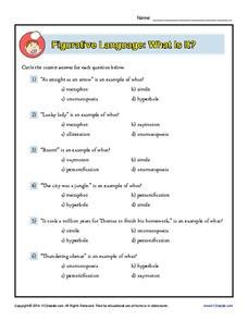It uses an ordinary sentence to refer to something without directly stating it. Figurative Language: What Is It? Worksheet for 6th - 8th ...