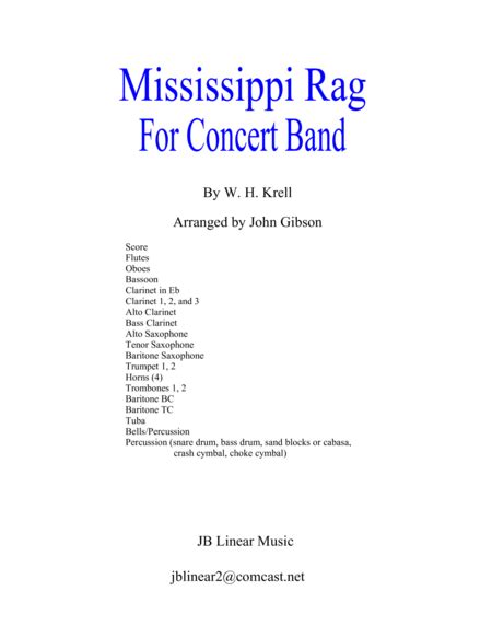 Mississippi Rag By William Krell For Concert Band Score And Parts
