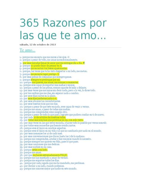 365 Razones Por Las Que Te Amo Pdf Razones Por Las Que Te Amo Citas Lindas En Español